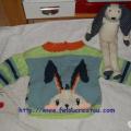 Pull motif lapin peluche tricote pour gabriel