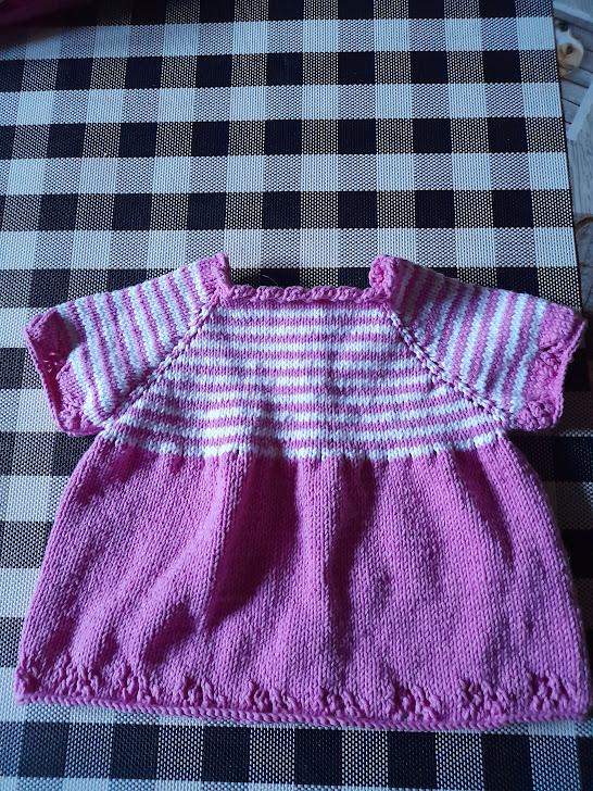 Robe a rayures blanc rose fils salsa tricotee a sophie louise8