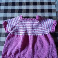 Robe a rayures blanc rose fils salsa tricotee a sophie louise8
