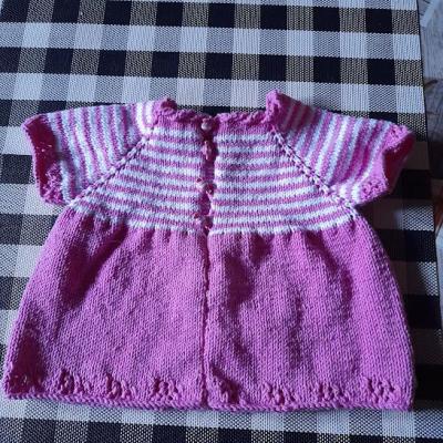 Robe a rayures blanc rose fils salsa tricotee a sophie louise9